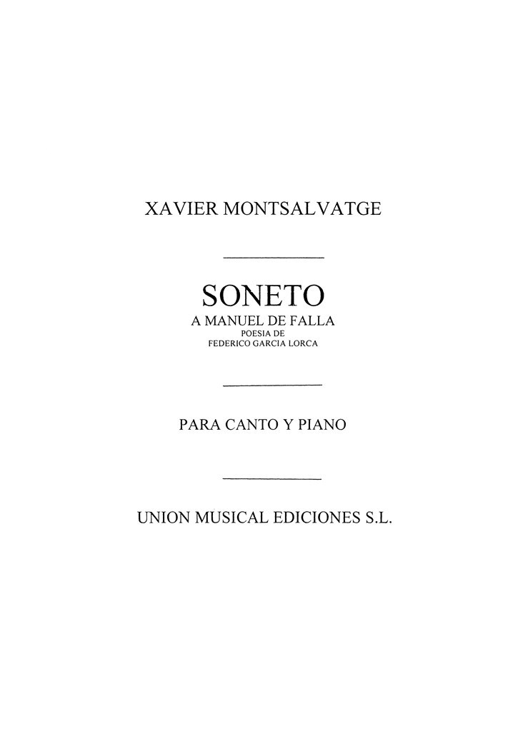 Xavier Montsalvatge: Soneto A Manuel De Falla